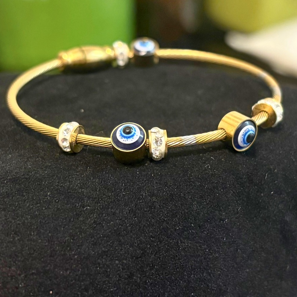 Gold and Blue Evil Eye Bracelet
